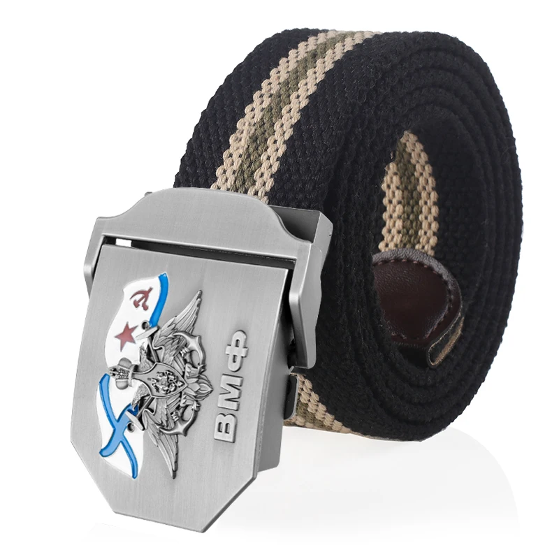 SupSindy Männer Frauen Canvas Gürtel 3D Russische Marine Metallschnalle Jeans Bund UdSSR ВМФ Militärsoldaten Taktische Gürtel Männlicher Riemen – Detail 21