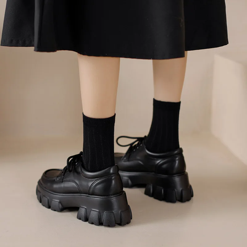 Women Loafers Classic Platform Chunky Heel Black Ladies Pumps Female Mary Jane Derby Lolita Sweet Round Toe College Shoes lolita shoes,platform pumps,women loafers shoes