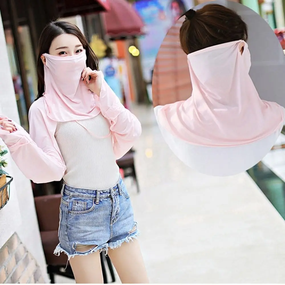 

Face Shield Sun UV Protection Sports Solid Color Unisex Hiking Outdoor Neck Scarf Face Scarves Face Cover Ice Silk Mask