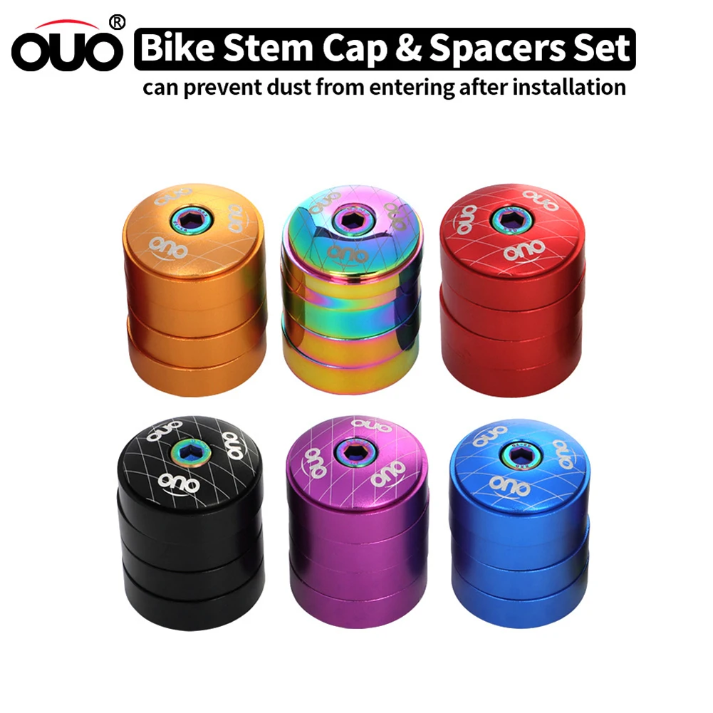 OUO MTB Bicycle Stem Top Cap Headset Cover Spacers Kit Front Fork Ring Spacer