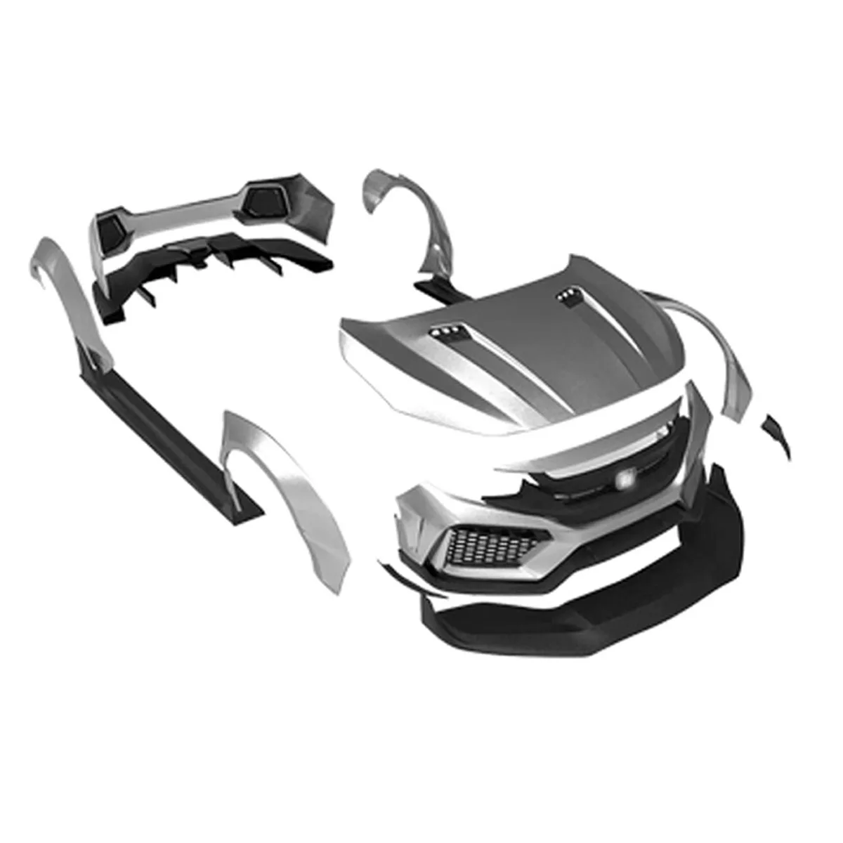 Car Body Kit Robot Enclosure Wide Body Kit Primer Front and Rear Bars Side  Skirts Wheel Bod For Honda 10th Civic - AliExpress 34, image size:1200x1200