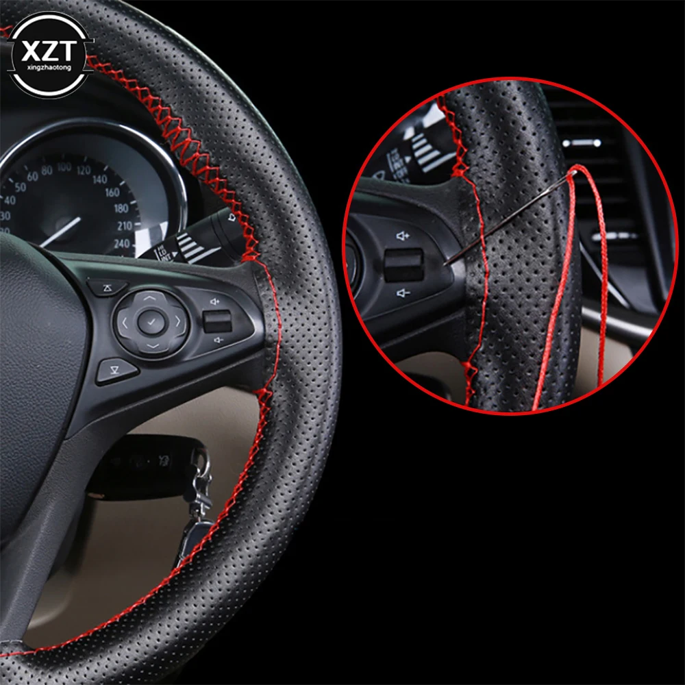 42cm 45cm 47cm 50cm Car Truck Cowhide Steering Wheel Cover All-purpose All-hole DIY Hand Sewn Leather Steering Wheel Cover steering wheel cover