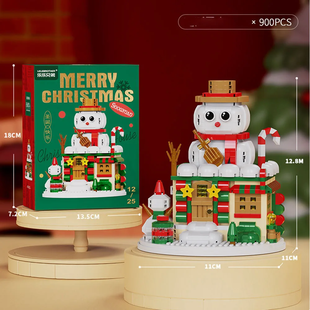 Festive Santa & Reindeer Micro Block Puzzle Set - Holiday Table Decoration Toy