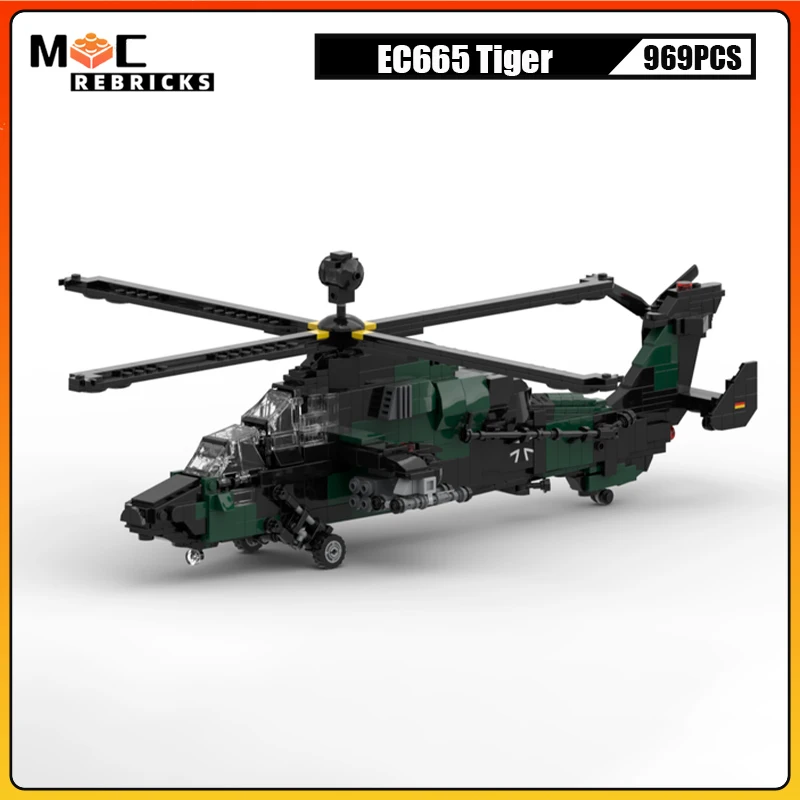 Конструктор MOC немецкий Средний Боевой вертолет EC665 тигровый огонь поддержка истребитель сборка модель самолета Детские Кирпичи Игрушки