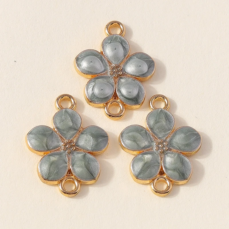 20 Stück 14 x 18 mm niedliche bunte Emaille-Blumen-Charms-Anschlüsse für Schmuckherstellung, Armbänder, Halsketten, DIY, handgefertigtes Bastelzubehör – Detail 11