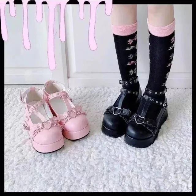 Womens Platform Boots Gothic Punk Shoes Lolita Ladies Wedges Thick Heels Cute JK Retro Harajuku 35-43 Plus Size New 4