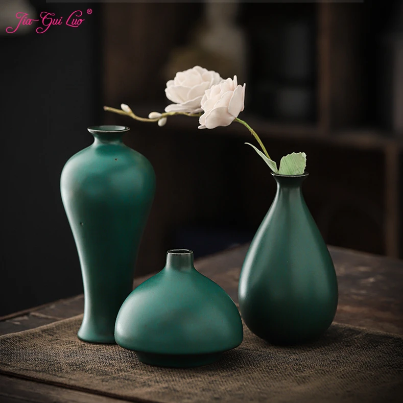 

JIA-GUI LUO Dried Flowers Small Vase, Ceramic Retro Floral, Living Room Flower Arrangement, Table Creative, Hydroponic, C094