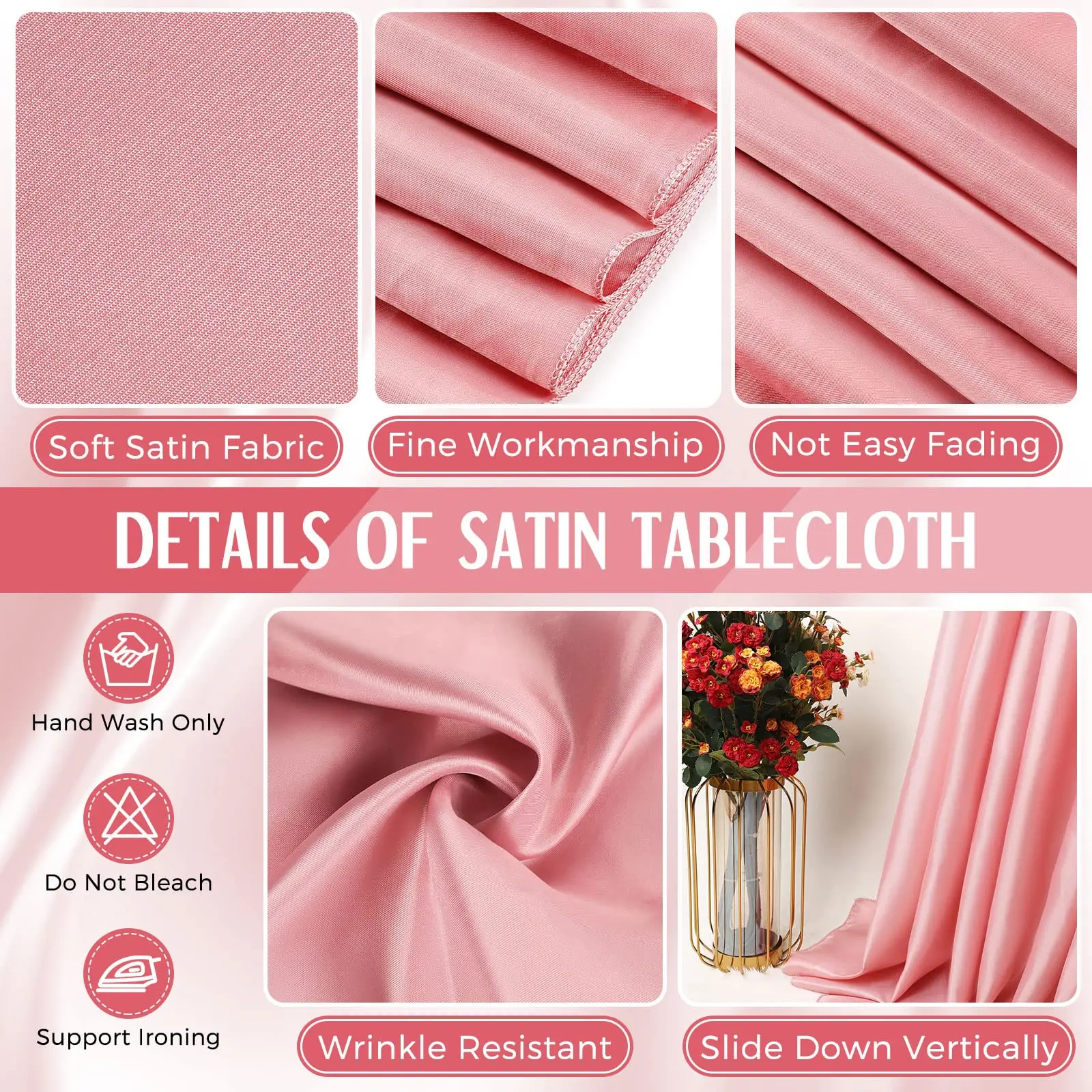Rose gold Imitation Silk Satin Wedding Solid Color Rectangular Banquet Rable Tea Table Cloth Tablecloth 4