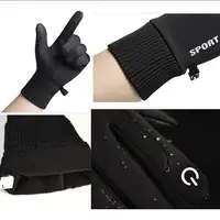 Black Winter Warm Full Fingers Waterproof Cycling Outdoor Sports Running Motorcycle Ski Touch Screen Fleece Gloves Snow Gloves 6