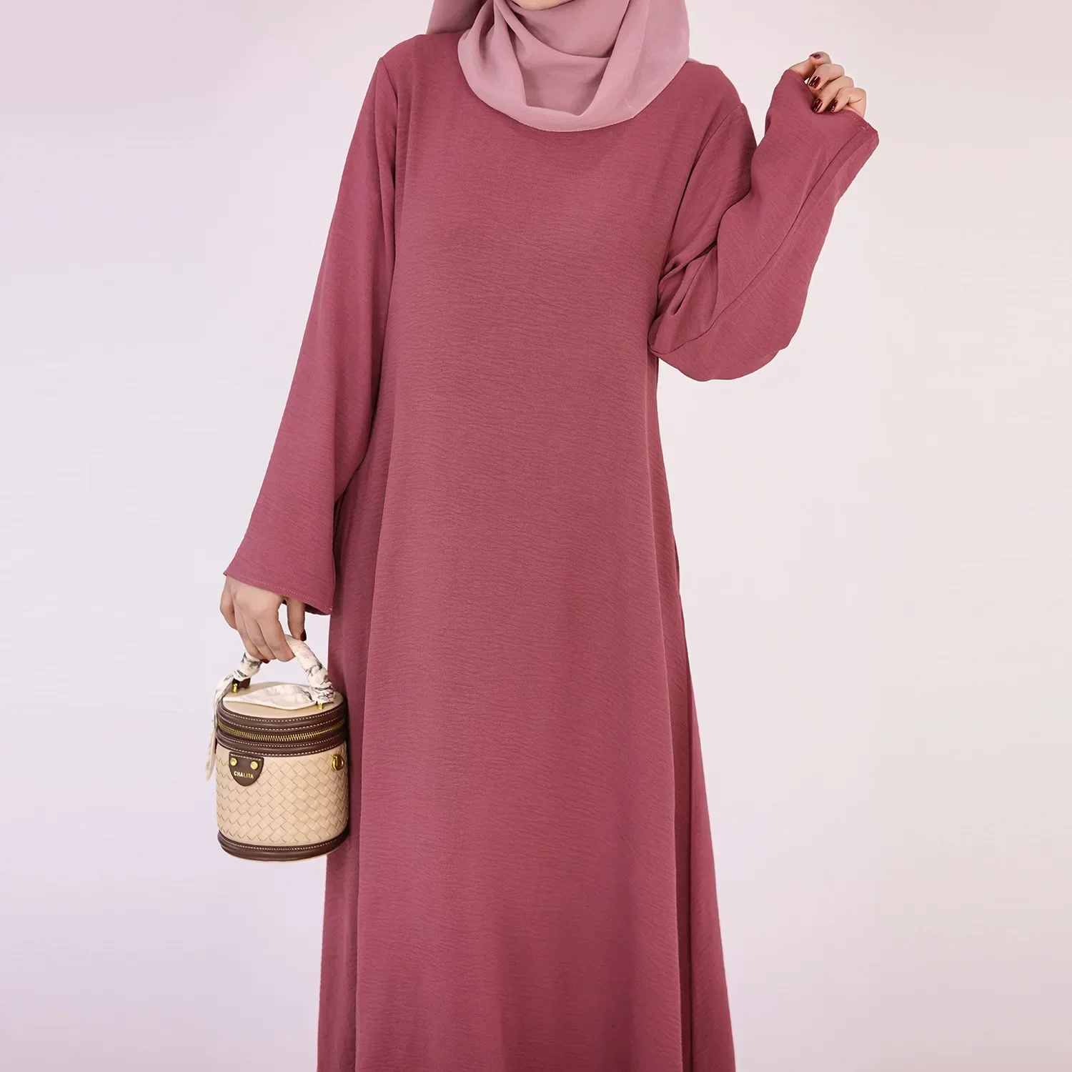 Crepe Dresses Under Abaya for Muslim Women Casual Simple Abayas Inner Slip Dress Wear Islamic Clothing Dubai Turkish Hijabi Robe