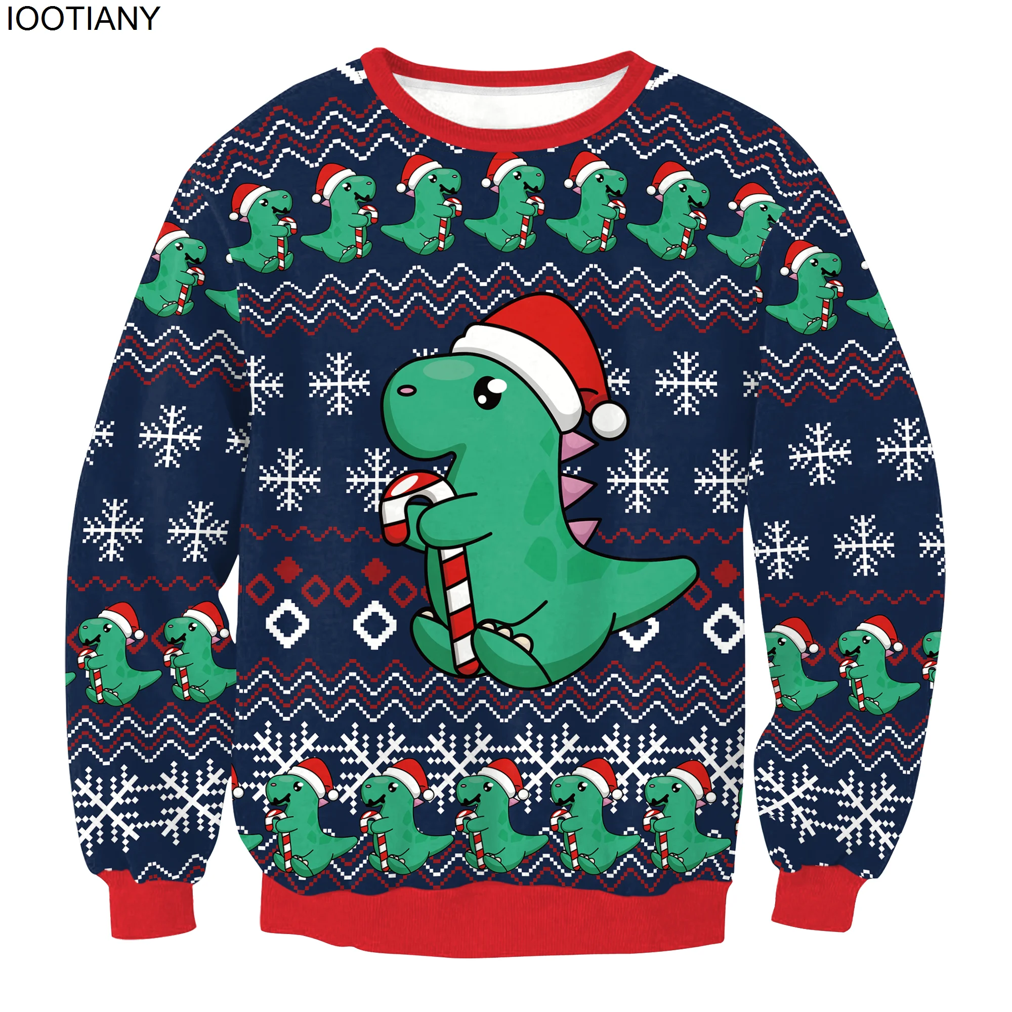thumbnail image 1 of IOOTIANY - Sudadera holgada con estampado 3D para hombre, para fiestas de otoño, suéteres navideños feos con dibujos de dinosaurios, 1 of 5