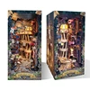 DIY Wooden Book Nook Shelf Insert Kit Miniature Building Kits Magic Night Alley Bookshelf with LED Lights Bookends Friends Gifts 1