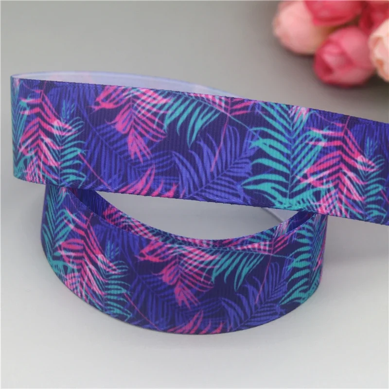 DHK 7/8'' 5yards Tropical Leaf Flamingo Balloon Printed Grosgrain Ribbon Accessory Hairbow Headwear Decoration C1573