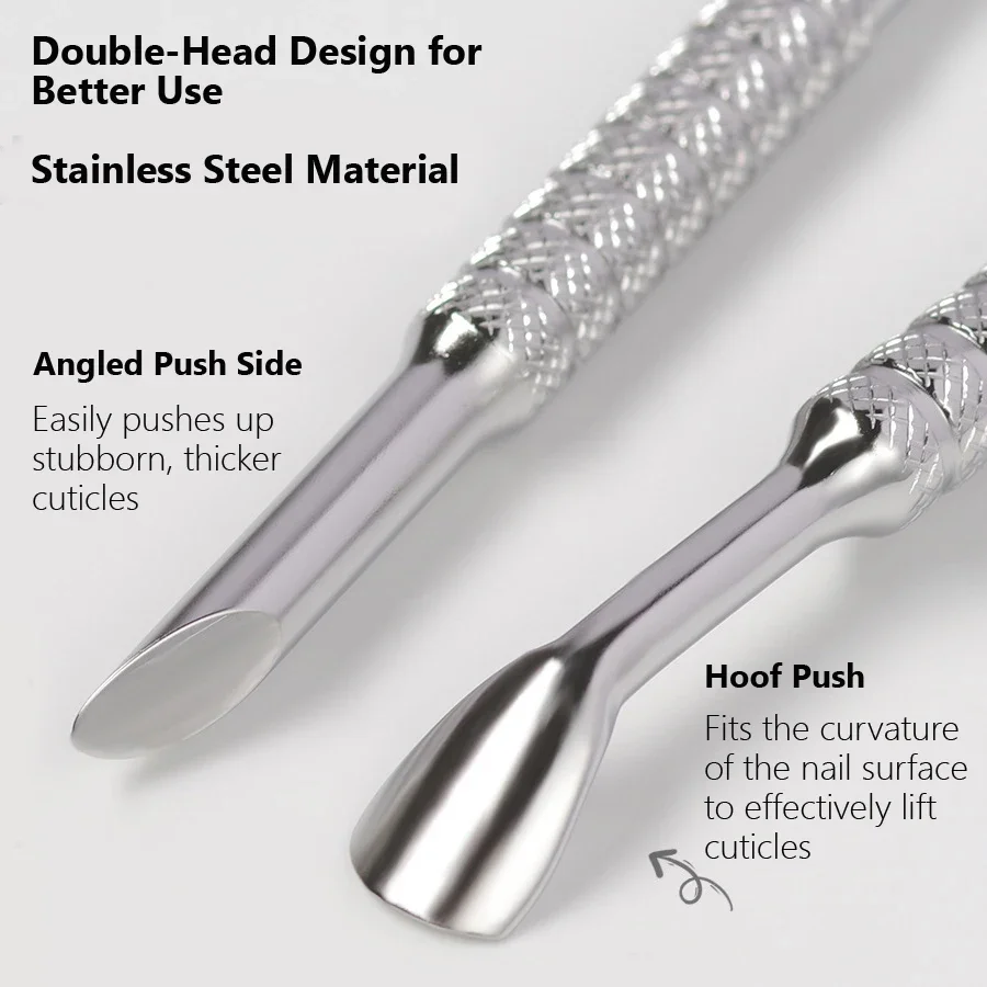 Double-Head Angled Hoof Cuticle Pusher Stainless Steel Bevel Nail Art Pusher Manicure Stick nail art pusher manicure tools nail manicure tools nail manicure sticks manicure pedicure tools cuticle pusher