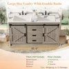 Double Bathroom Vanity with Sink, 61in Bathroom Storage Cabinet with Sliding Doors & Drawers, Dual Basin,Double Bath Vanity Sink 6