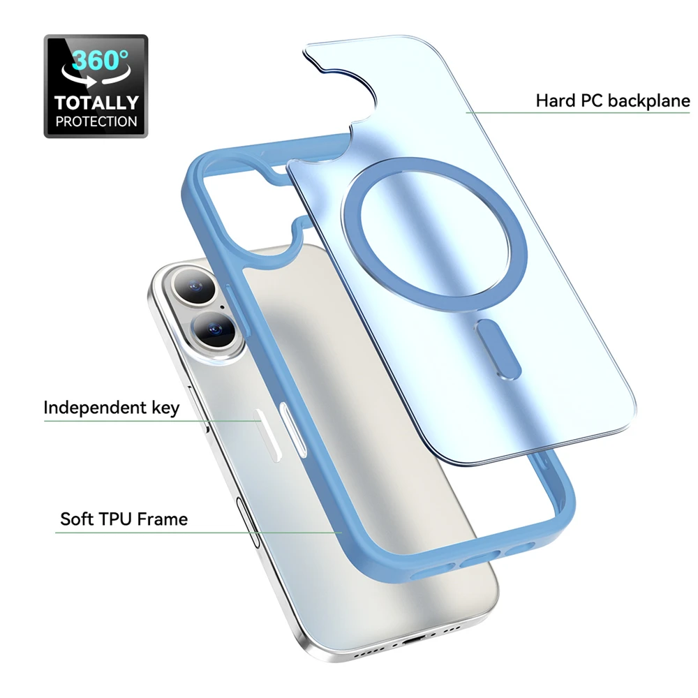 Matte Translucent Frosted Phone Case with Magnetic Camera Button