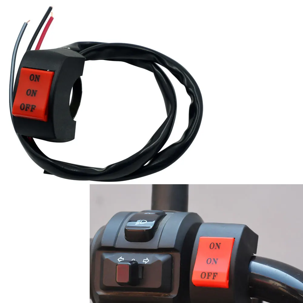 LED Headlight Switches Far Near Three Line Motorcycle Handlebar Control Switch Button Driving Light Switch Motorbike Button