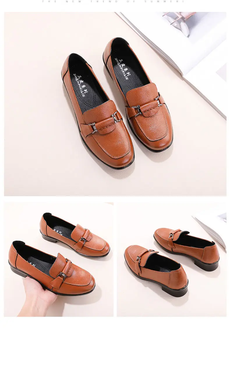 Women Vulcanize Shoes Ladies Vintage Leisure Footwear Ladies Shoes Round Head Solid Color Soft Sole Leather Stitching Durable
