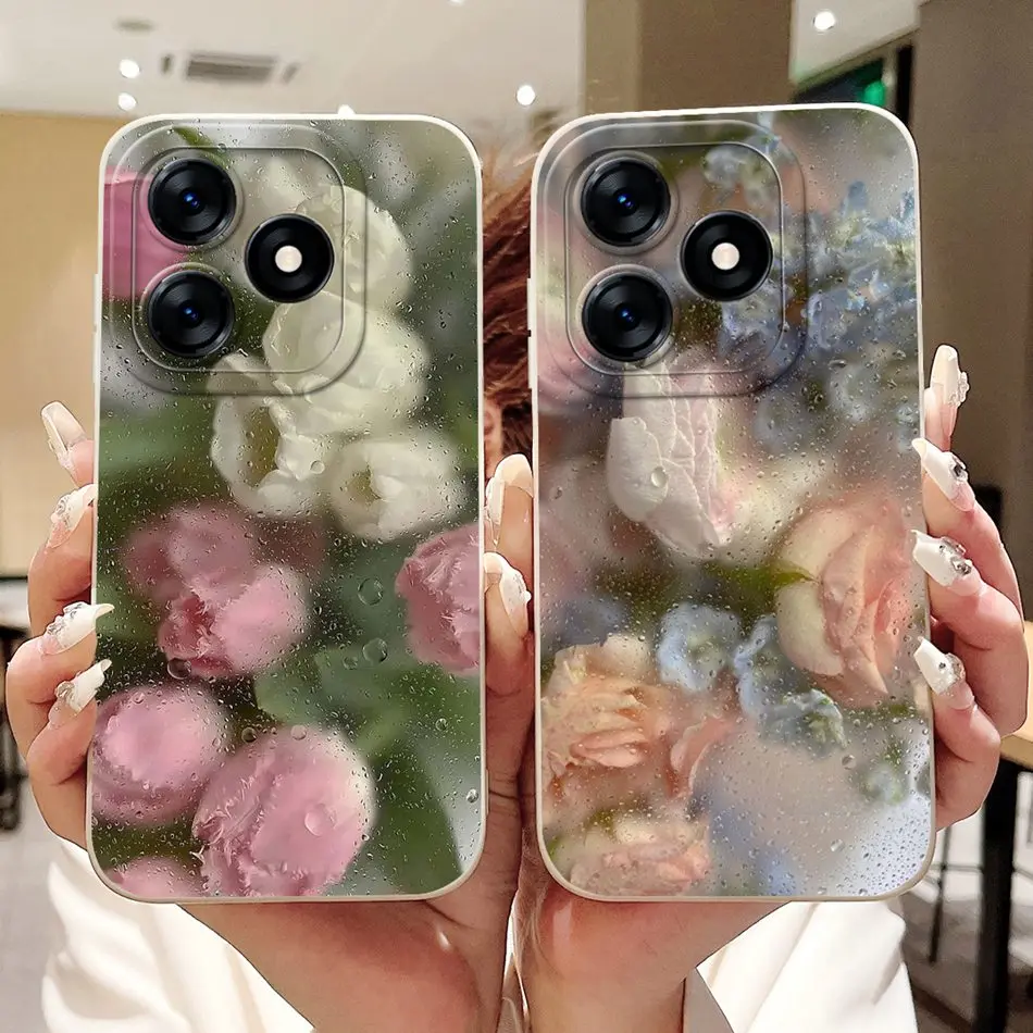 Beautiful Bow Rose Painting Soft Silicone Shockproof Phone Case