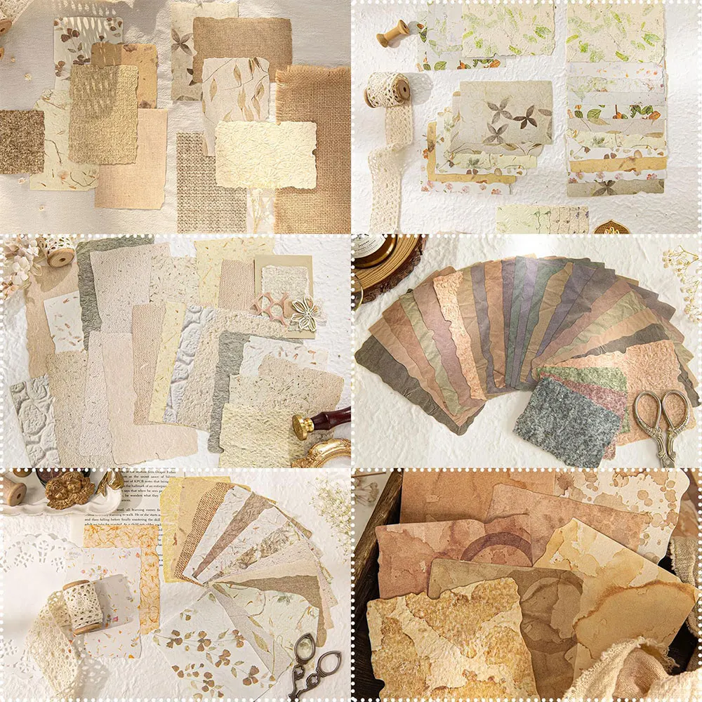 Vintage Embossed Textured Scrapbook Paper Kit - 28 Sheets of Aesthetic Decorative Journal Supplies