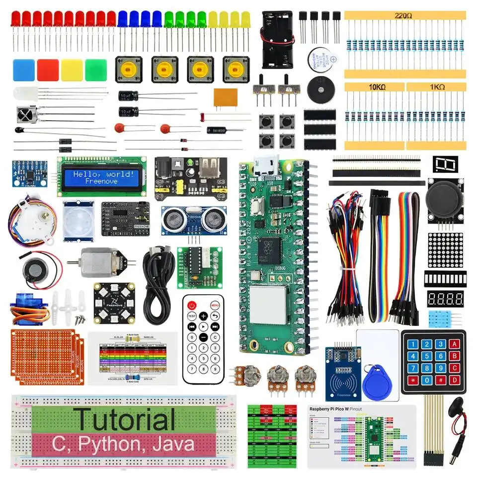 Freenove Ultimate Starter Kit For Raspberry Pi Pico 1 2 W, 767-Page Tutorial, 220 Items, 119 Projects, Python C Java Code image 1