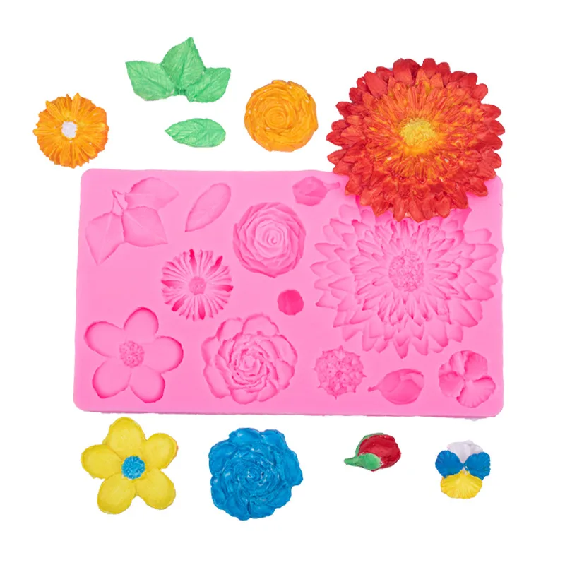 

Square Rose Daisy Flowers Silicone Mold DIY Peony Fondant Chocolate Mold Wedding Cake Decor Baking Tools Sugarcraft Baking Mould