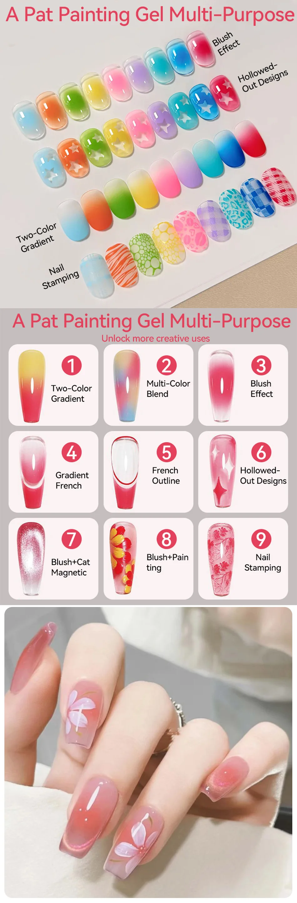 UR SUGAR 16 Farben Patting Gel Polish Palette Leuchtende Farben Ombre Malerei Maniküre Stamping Pat French Blush DIY für Anfänger – Detail 4