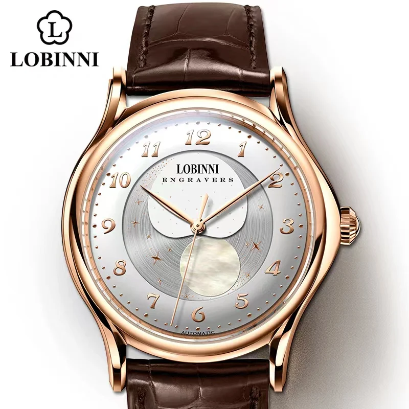 

Switzerland Lobinni Seagull Self-Wind Automatic Men Watch Sapphire Business Men's Mechanical Watches Waterproof reloj hombre