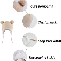 LANGZHEN Cute Pom Pom Babys Winter Hat Infant Earflap Knit Warm Cap for Boys Girls Toddler Kids Fleece Lined Beanie 5