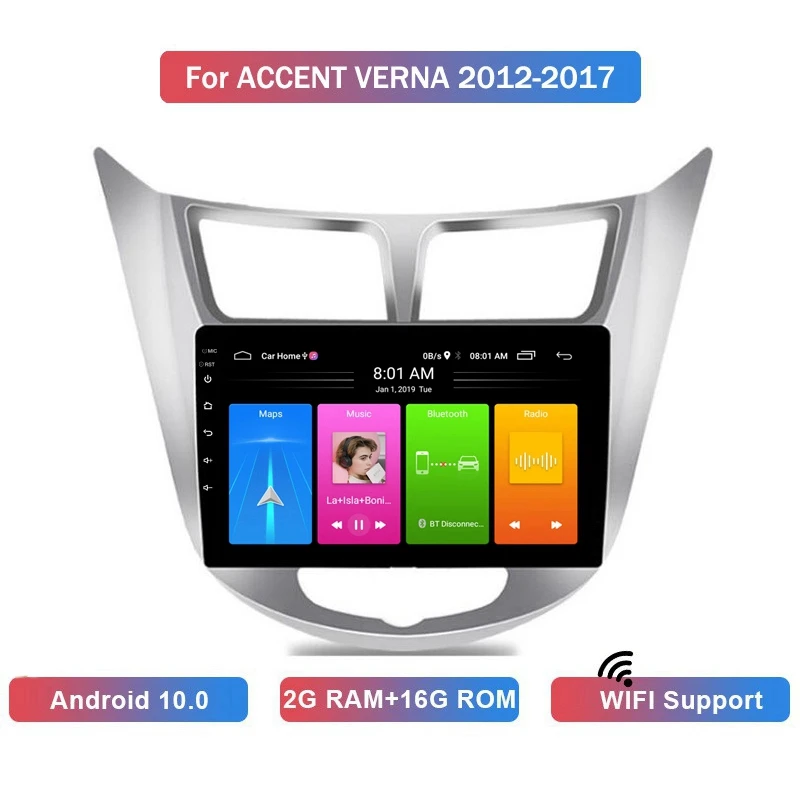 

Автомобильный mp5-плеер, 9 дюймов, 2 Din, Android 10,0, 2 + 16 ГБ, Wi-Fi, Bluetooth, GPS-навигация для Hyundai Accent Verna 2010-2016