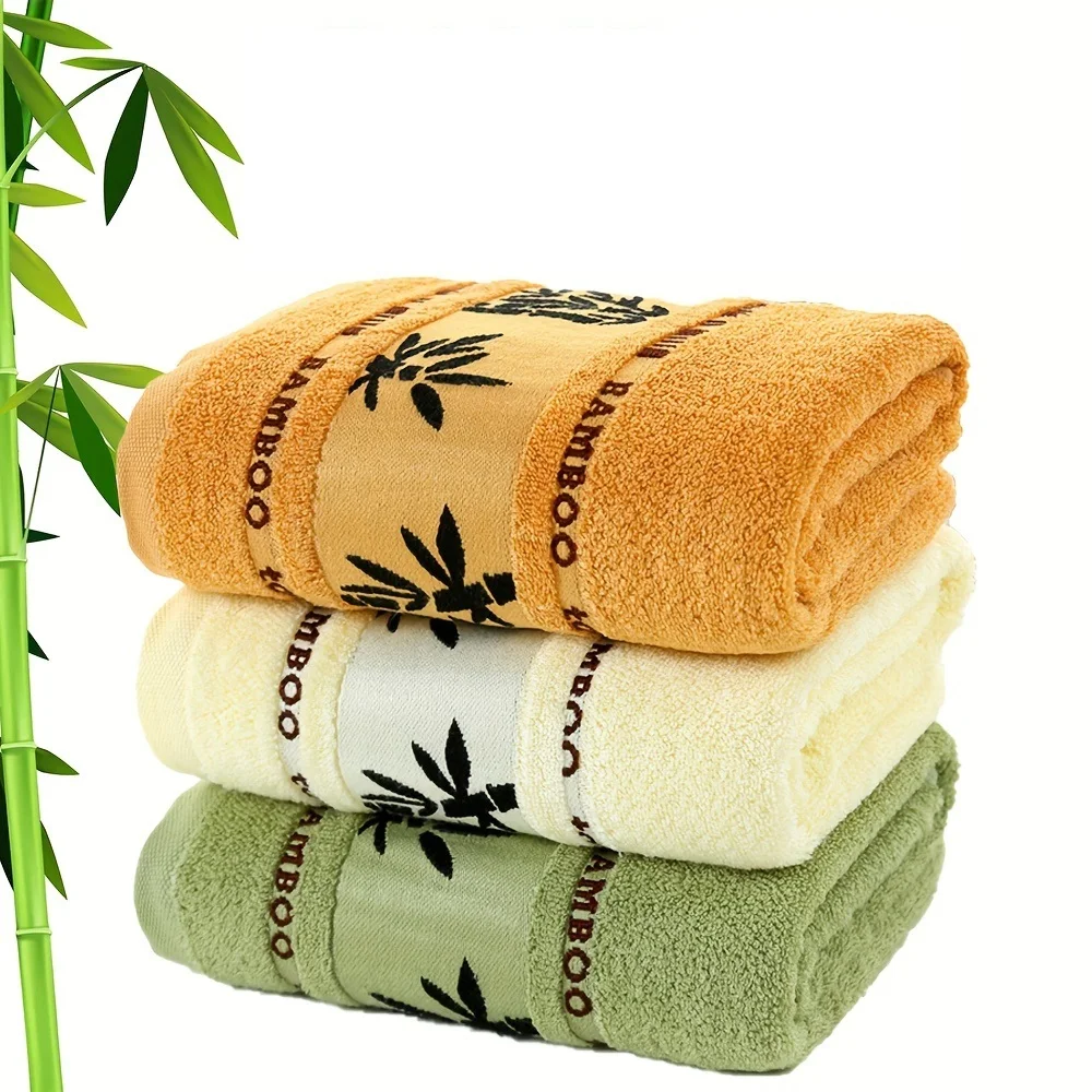 Cotton bamboo fiber embroidered towel, absorbent and quick drying, super soft and lightweight, essential for home bathroom