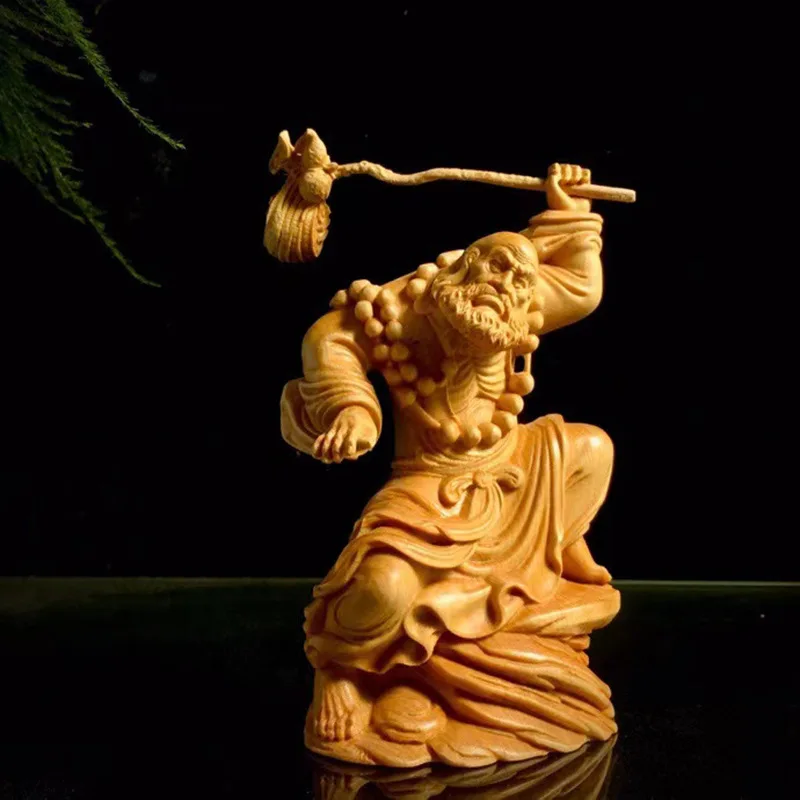 

Cliff Cypress Carving Wudamo Chinese Style Solid Wood Creative Office Buddha Statue Ornaments Zen Bodhisattva Ancestral