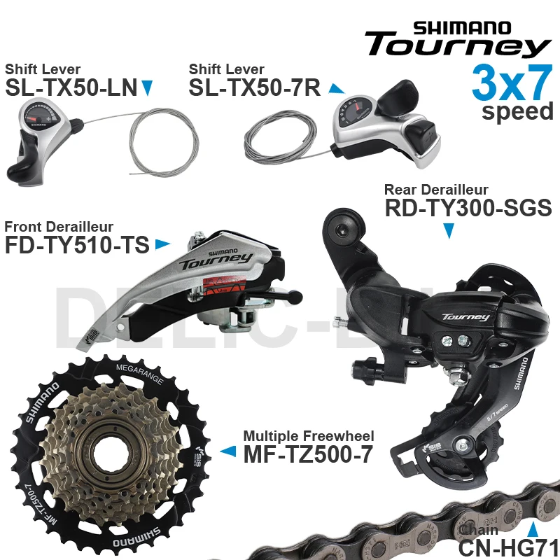 Shimano-Tourney 3x6 3x7ギアセット,チェーンSL-TX50,RD-TY300
