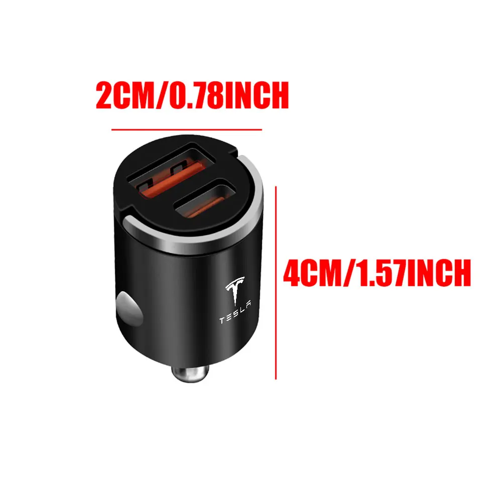 1개 자동차 충전기 고속 충전 타입 C 어댑터 USB 차량용 휴대폰 충전기 밸브 캡 액세서리 테슬라 모델 Y 3 S 로드스터 보니나용