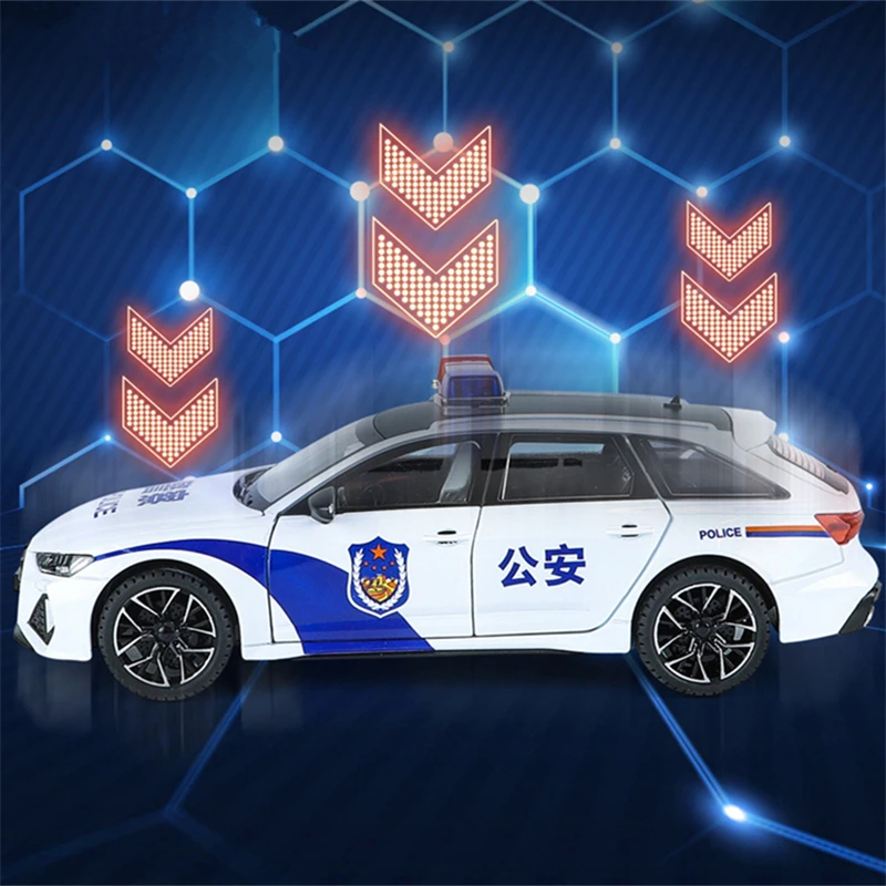1/24 Audi RS6 Avant Station Wagon Alloy Car Model Diecasts Metal Toy Police Vehicles Car Model Simulation Sound Light Kids Gifts