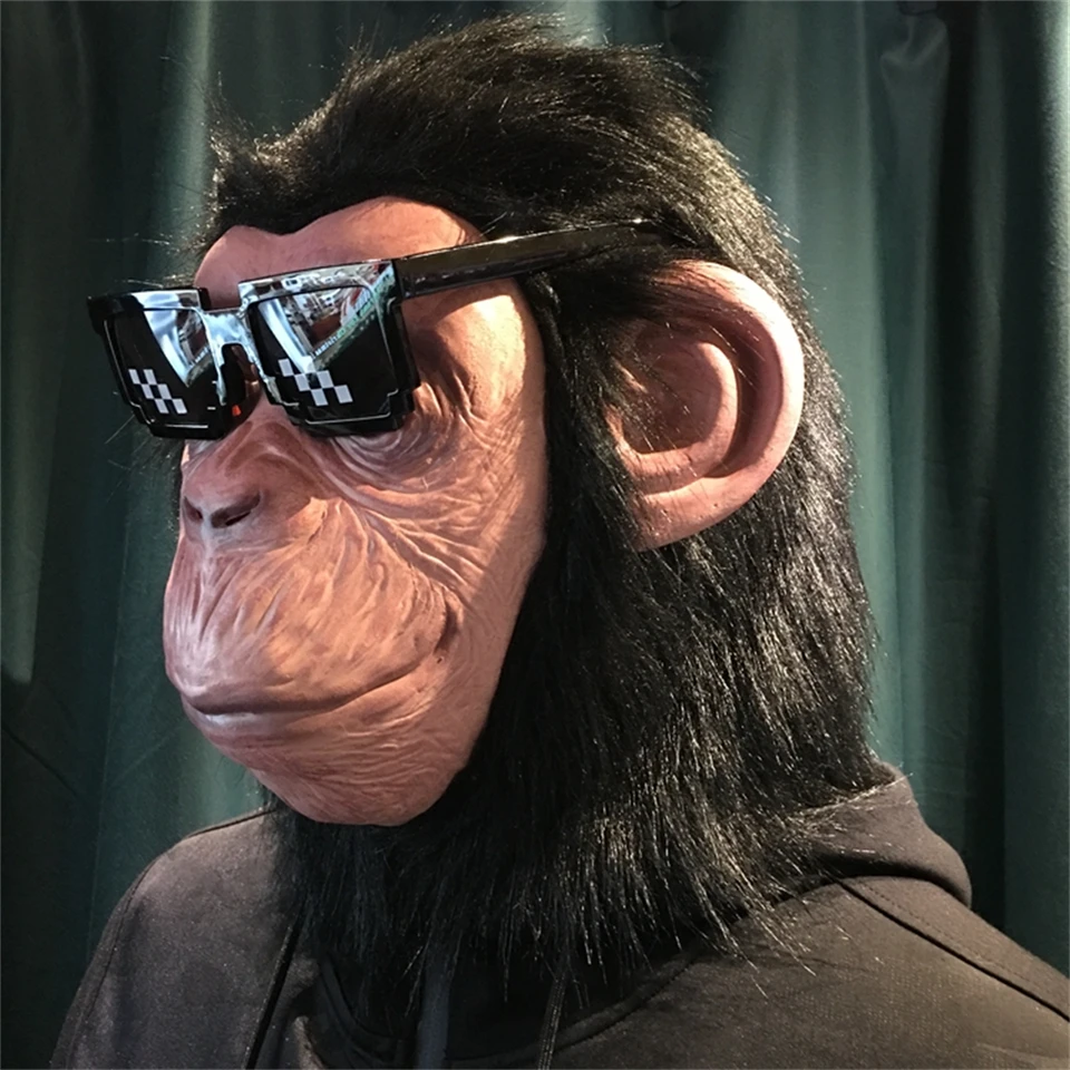 Masque Tête De Singe En Latex Réaliste - Pour Adulte, Halloween, Cosplay, Fête Déguisée (29x29 Cm)