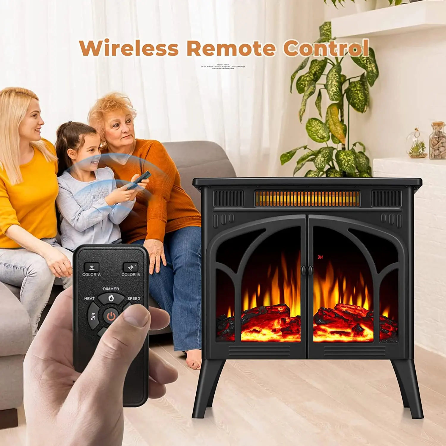 AGLUCKY Electric Fireplace Stove 3D Flame Effect Freestanding Heater  Portable Electric Fireplace Heater Indoor Heater Remote - AliExpress