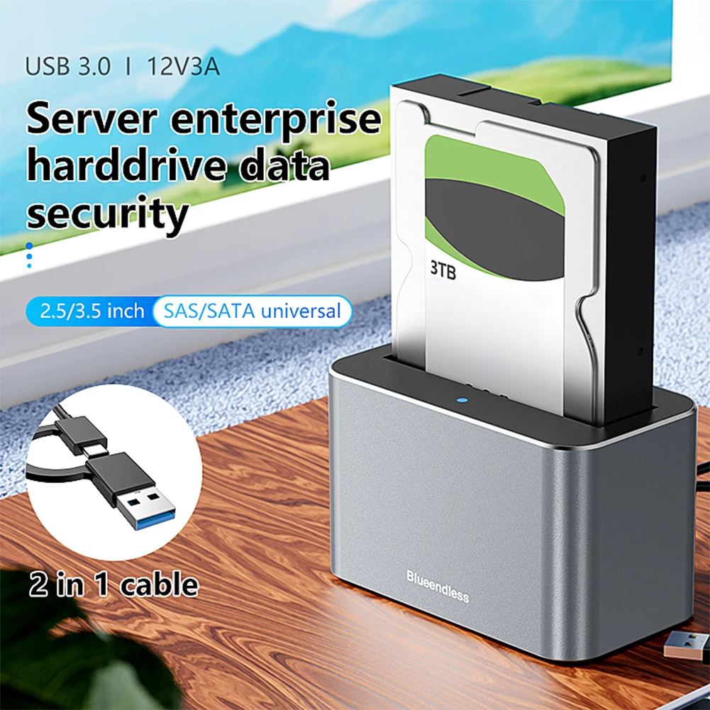 하드 드라이브 독 리더 컨버터 도킹 스테이션 5Gbps USB 외장 디스크 박스 케이스 (2.5 및 3.5인치 SATA/SAS HDD SSD용)