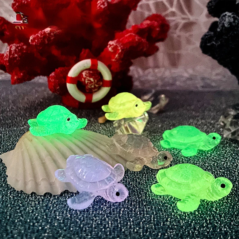 Mini Tortue De Mer Lumineuse 60 Pièces Résine Miniature Tortue Lumineuse Petite Figurine Tortue Lumineuse Micro Paysage Mini Tortue Pour Décoration De Pot, Jardin, Paysage