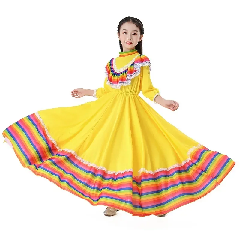 Mexican dress children's skirt Scotland Spanish national style dress 61 women traditional performance clothes