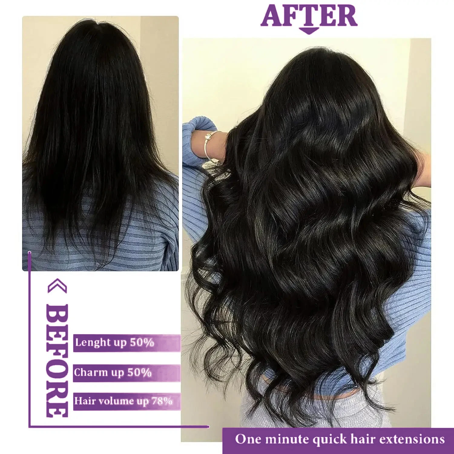 Clip Ins Straight Seamless Brazilian Human Hair Extensions 10A Brazilian Virgin Human Hair 8 Pcs Clip In Extensions 120G/Pack – Detail 11