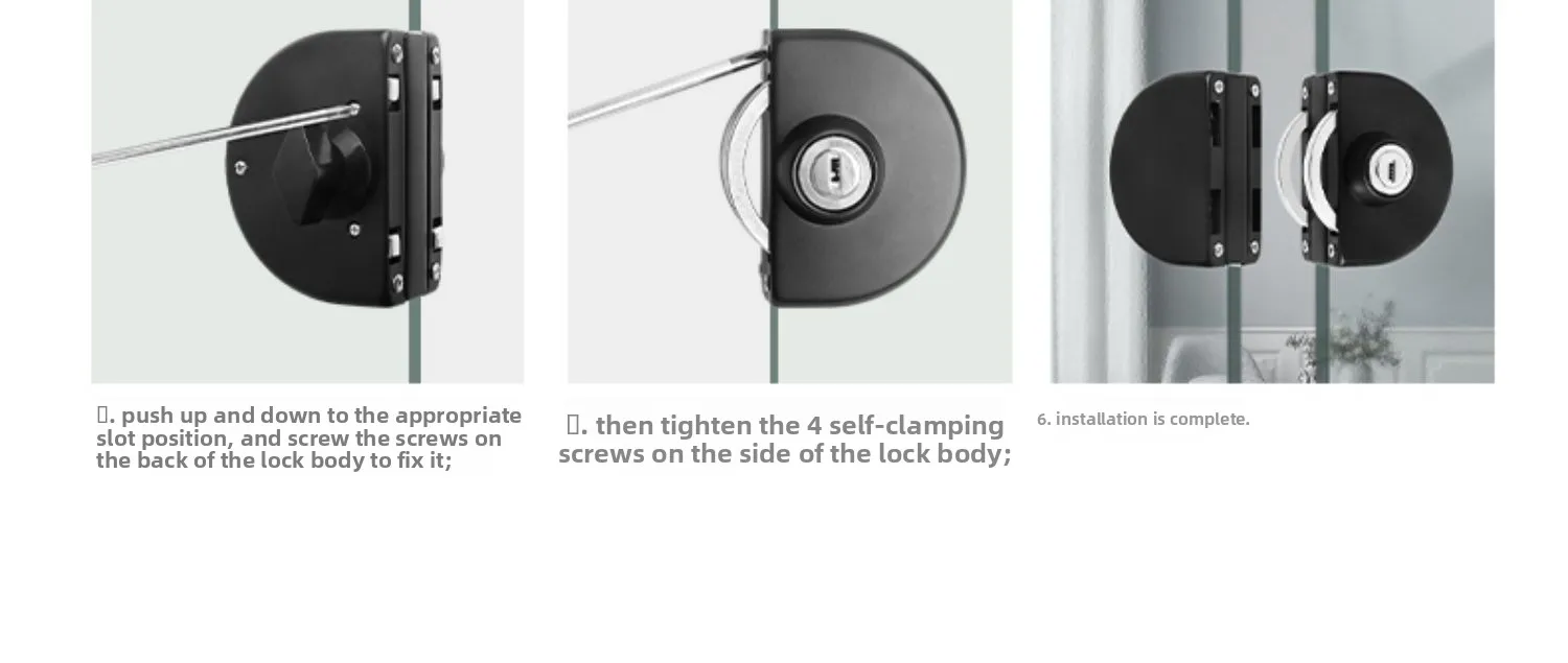 No-Drill 304 Stainless Steel Glass Door Lock Single/Double Door for Tempered Sli