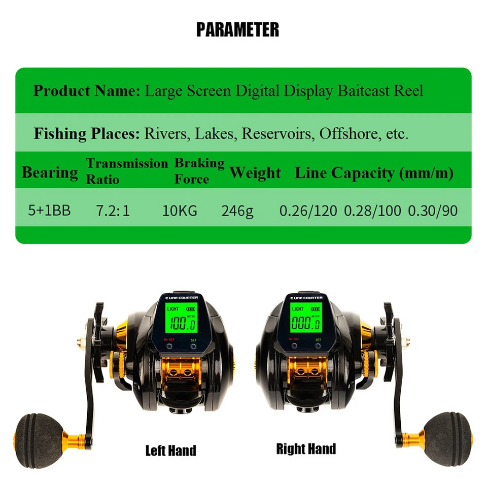 Moulinet de pêche Baitcasting électronique grand écran