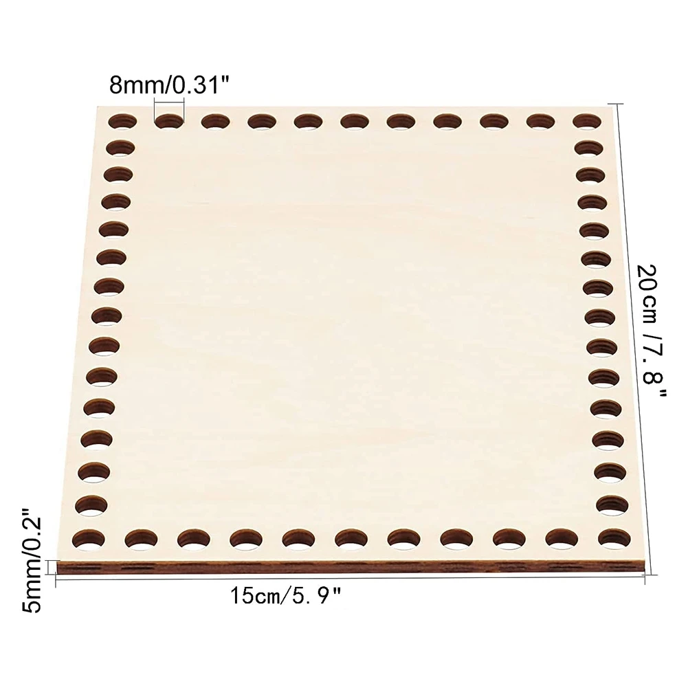 7.8X5.9 Inch Natural Wooden Basket Bottom, Rectangle Blank Crochet Basket Wood Base for DIY Basket Weaving Supplies