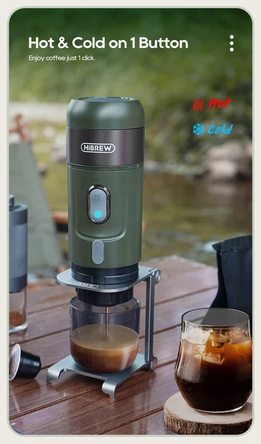 HiBREW-cafetera Espresso portátil inalámbrica para coche y hogar, máquina  de café eléctrica para acampar, compatible con Nespresso Dolce, cápsula en  polvo