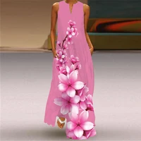 Summer Long Dress Women Sleeveless Loose V-neck Elegant Dresses Party 2024 New Ink Painting 3D Print Vintage Chinese Style Dress - Image 2