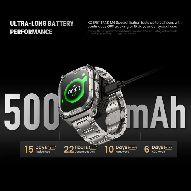 KOSPET Tank M4 Special Edition Men's Smartwatch 1.96 Inch AMOLED 10ATM Waterproof Freediving Offline Maps GPS 2 Wristbands - Image 6