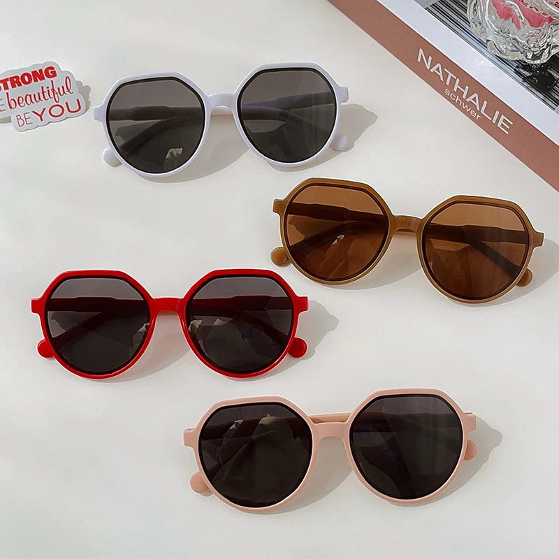 Children Vintage Solid Colors Square Circle Sunglasses UV400 Girls Boys Fashion Protection Sunglasses