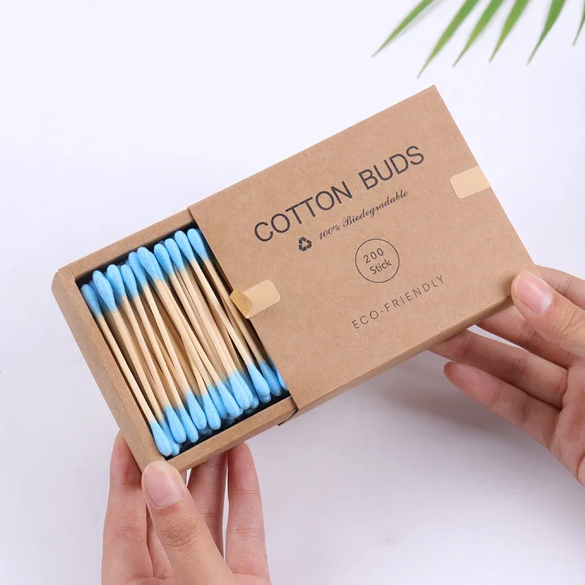 Cotton Swabs 200PCS/Box Double Head Cotton Swab Women Makeup Cotton Bamboo Sticks Ears Cleaning Health Care Cleaning Tool