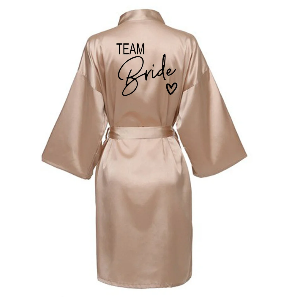 Bride Robes Wedding Party Team Bride Robe Kimono Satin Pajamas